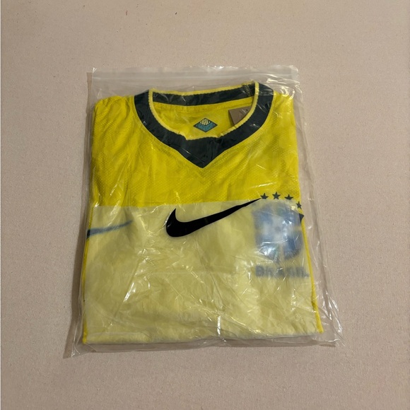 Nike Yellow Brazil National Team Soccer Jersey with Teal Accents - Picture 3 of 3
